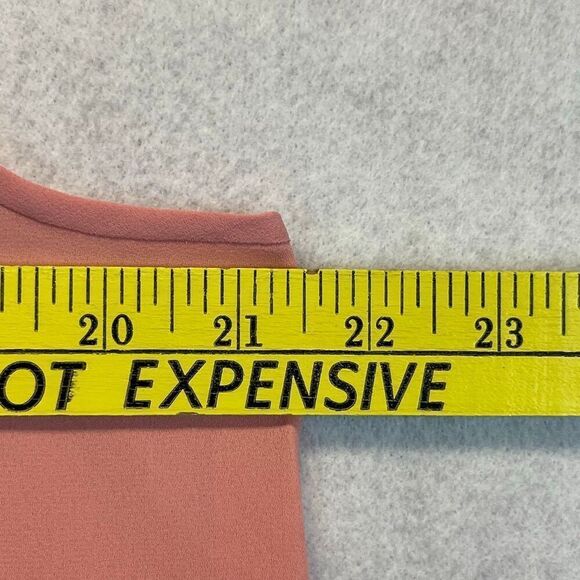 LOFT Blouse Size Large Pink Black Trim Tie Neck Sleeveless Top Crew Neck Pretty - Picture 7 of 11